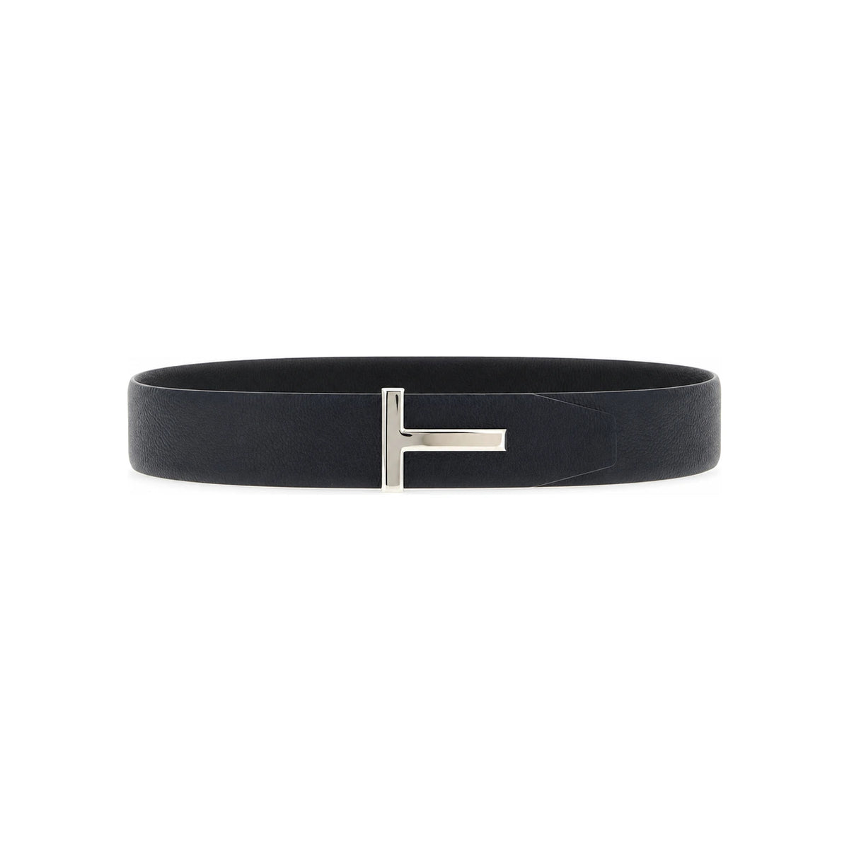 TOM FORD T Icon Reversible Leather Belt 4cm Dark Navy Black