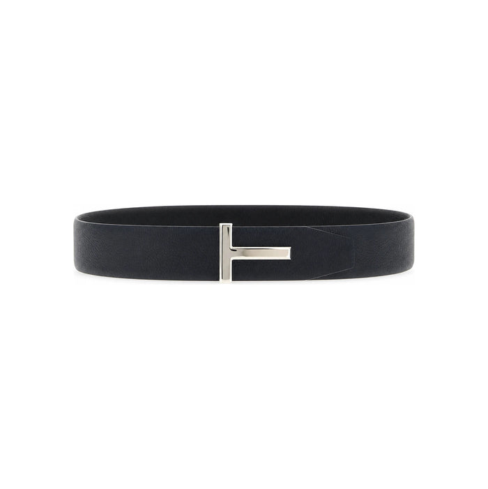 TOM FORD T Icon Reversible Leather Belt 4cm Dark Navy Black