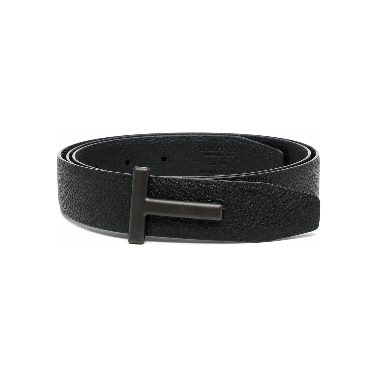 TOM FORD Black Leather T Logo Buckle Men’s Belt