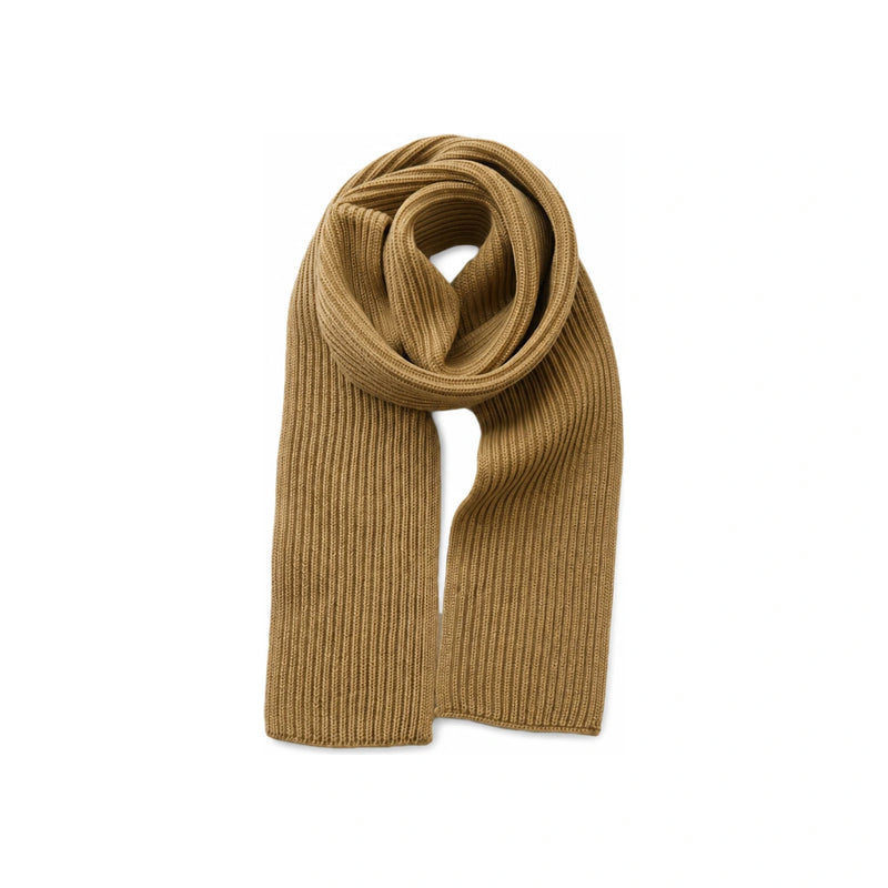 ANDERSEN-ANDERSEN Ribbed Wool Short Scarf Camel