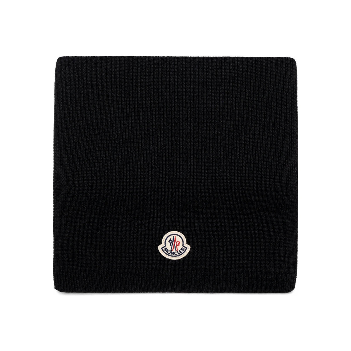 Moncler Logo Patch Wool Scarf Black 3C00018 A9342 999