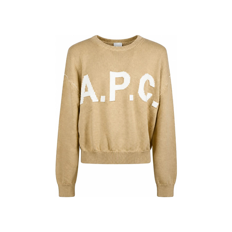 A.P.C. Beige ROND Logo Crewneck Knit Sweater for Women M23009 AAE