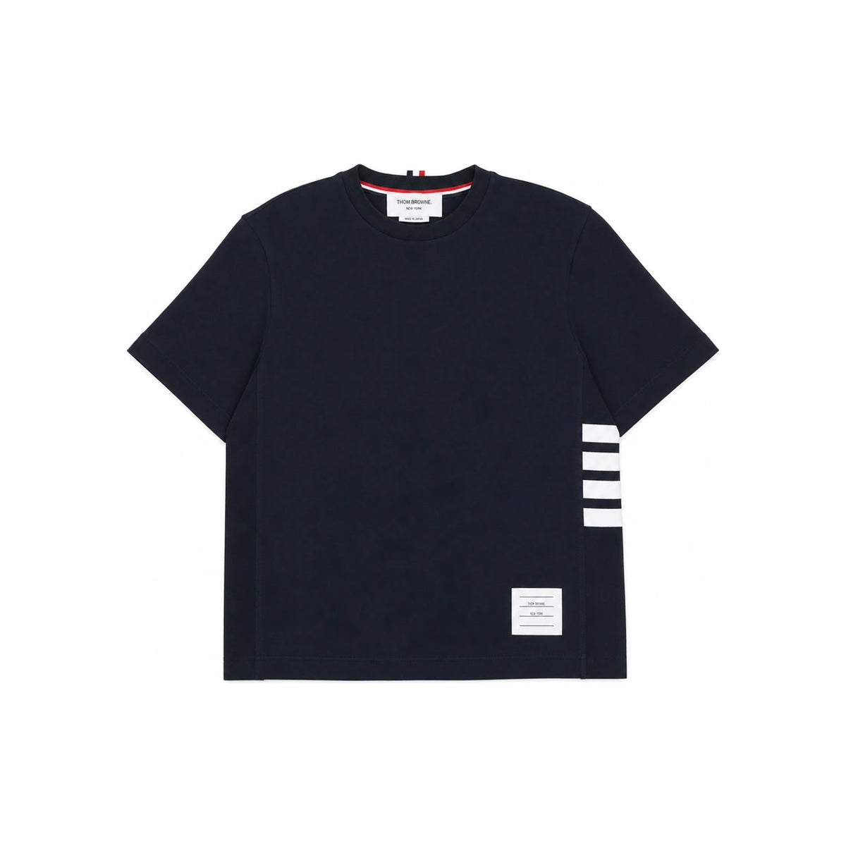 THOM BROWNE Women’s Diagonal Stripe Short Sleeve T-Shirt Navy