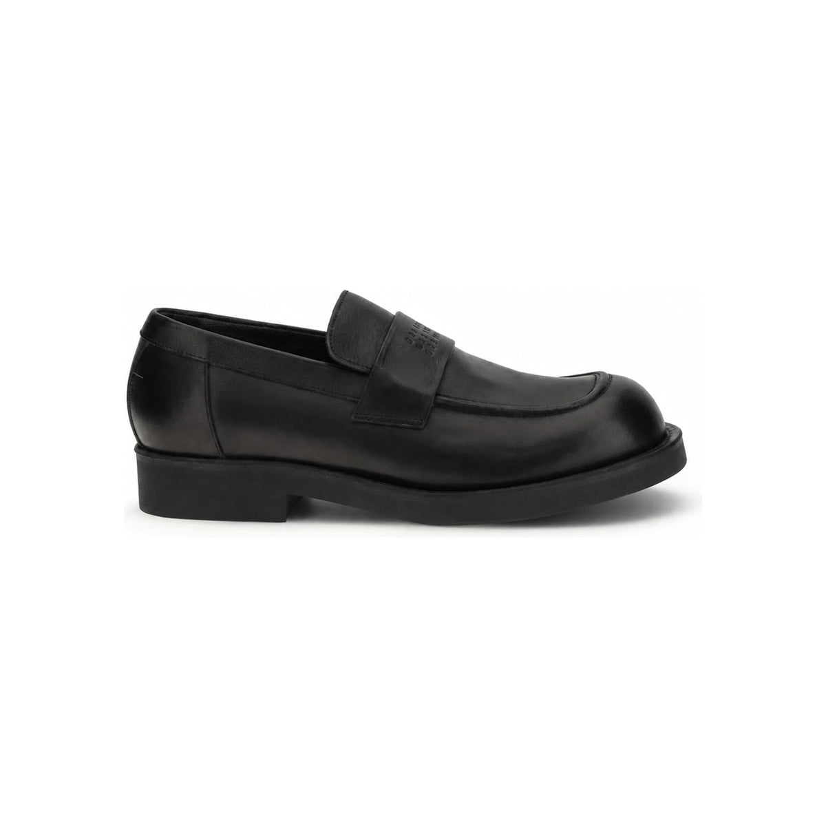 MM6 Black City Biker Leather Loafers for Men