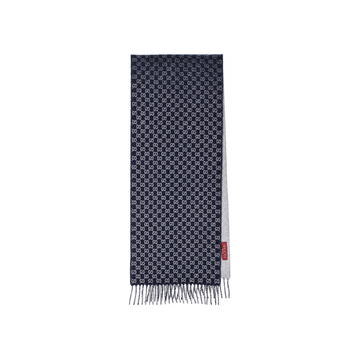 GUCCI Men’s GG Wool Jacquard Scarf Navy