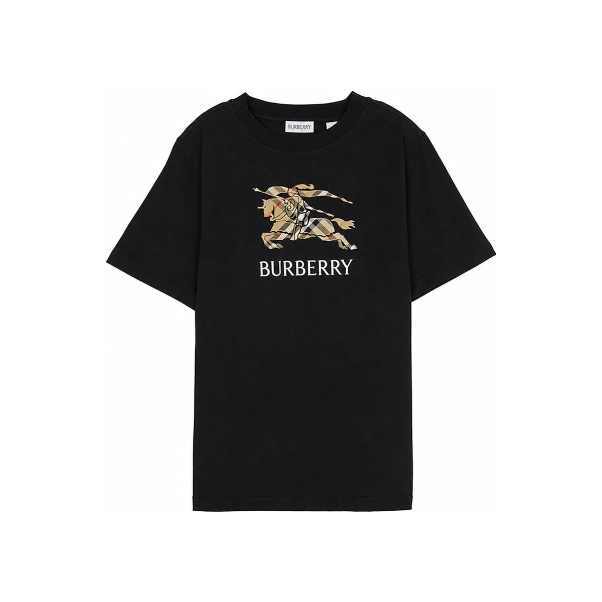 BURBERRY Women Check Print Graphic Short Sleeve T-Shirt Black 8117292