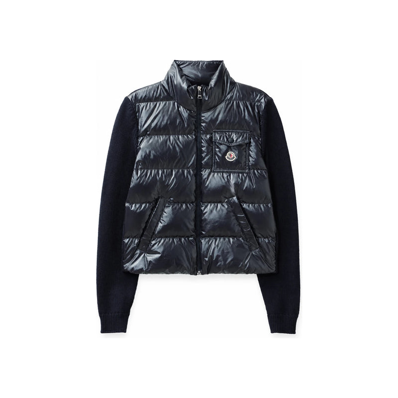 Moncler Logo Patch Women’s Zip-Up Down Jacket Navy