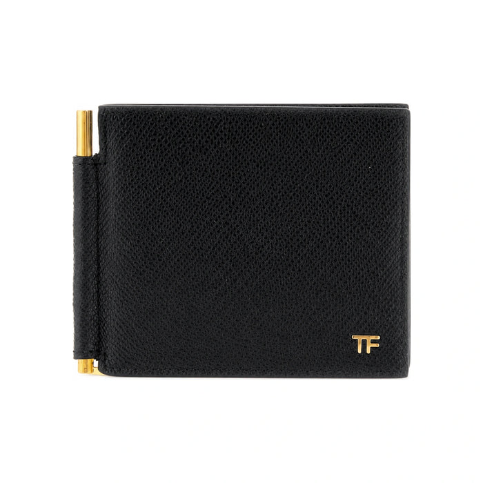 TOM FORD Grain Leather Logo Money Clip Wallet for Men