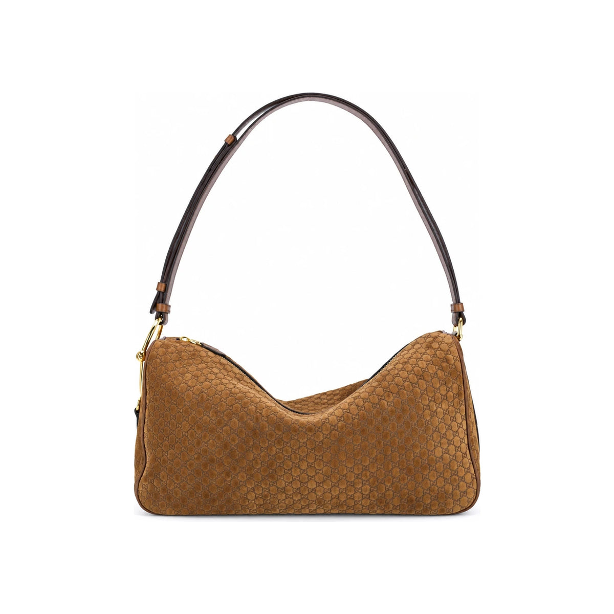 GUCCI Leather Shoulder Bag Beige Brown