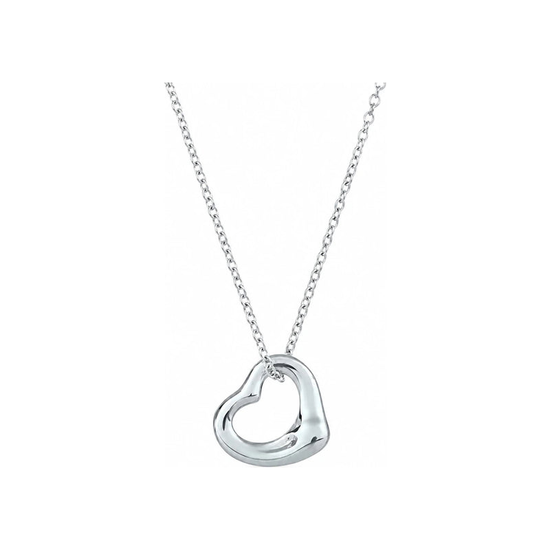 Tiffany & Co 925 Sterling Silver Open Heart Pendant Necklace 16mm 92 5