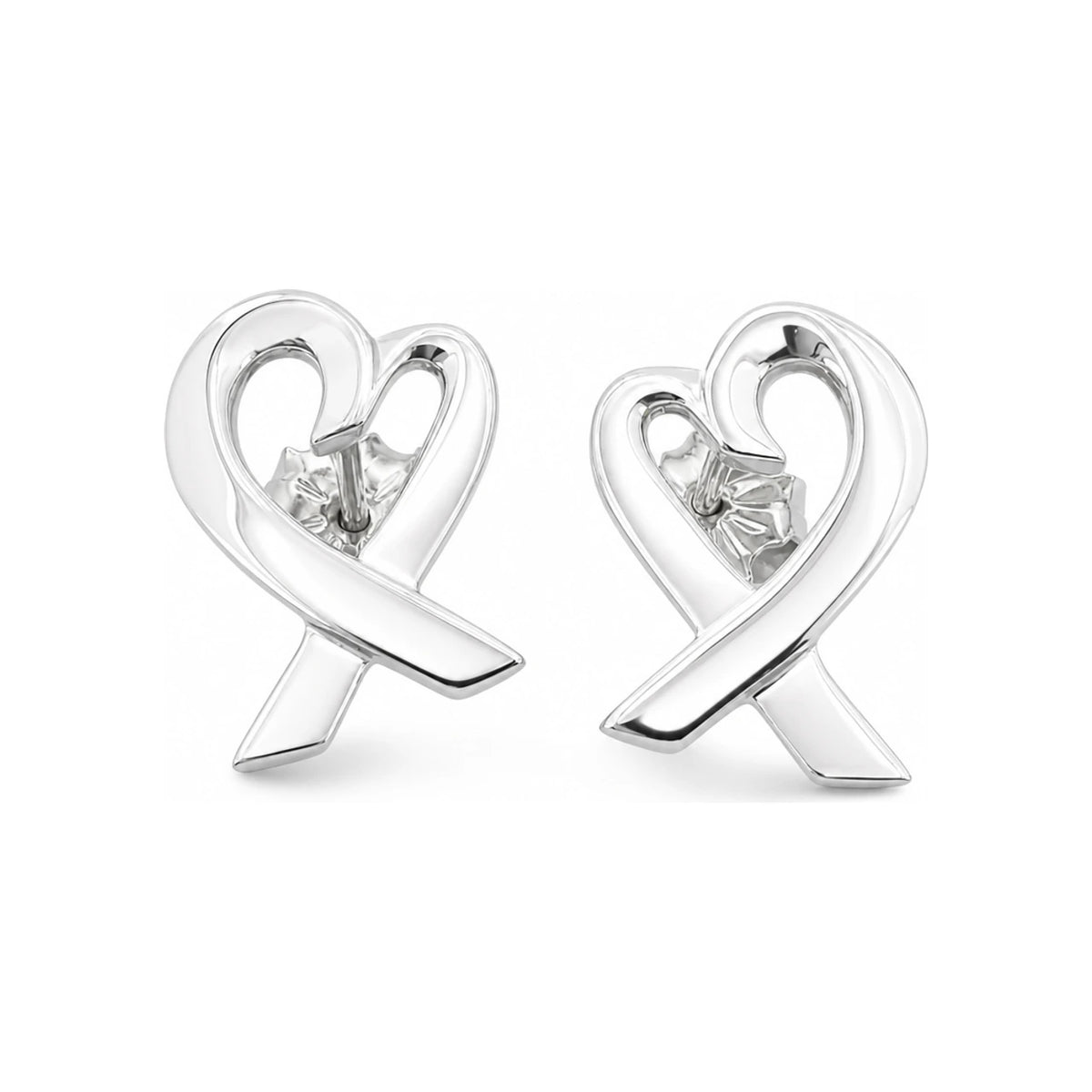 Tiffany & Co Sterling Silver Picasso Loving Heart Earrings 925