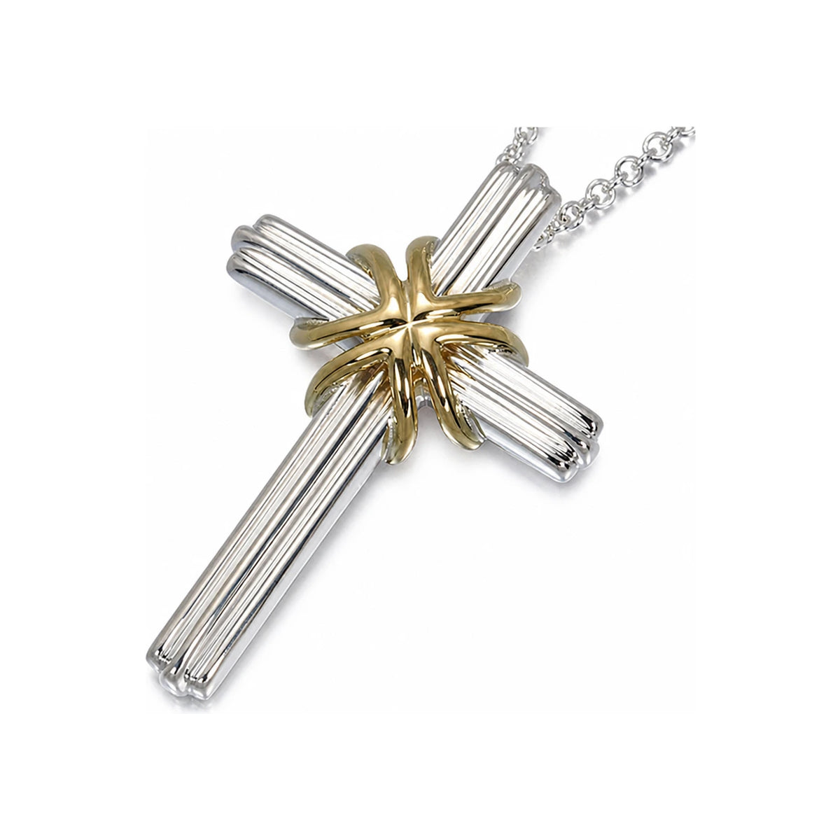 Tiffany & Co 18K Gold Silver Two-Tone Men's Crucifix Necklace 54cm