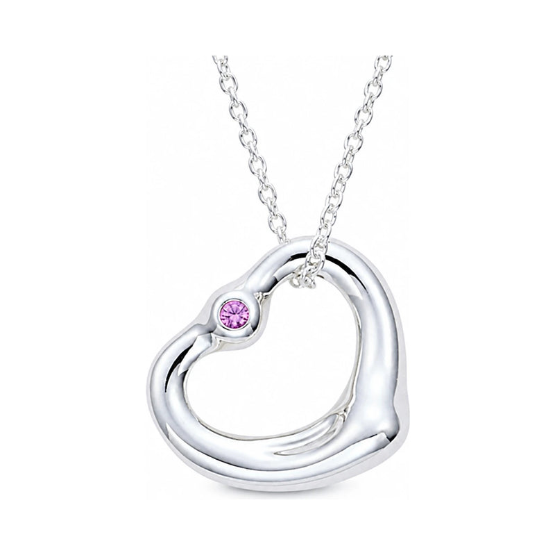 Tiffany & Co 925 Silver Open Heart Pink Sapphire 16mm Necklace 92 5