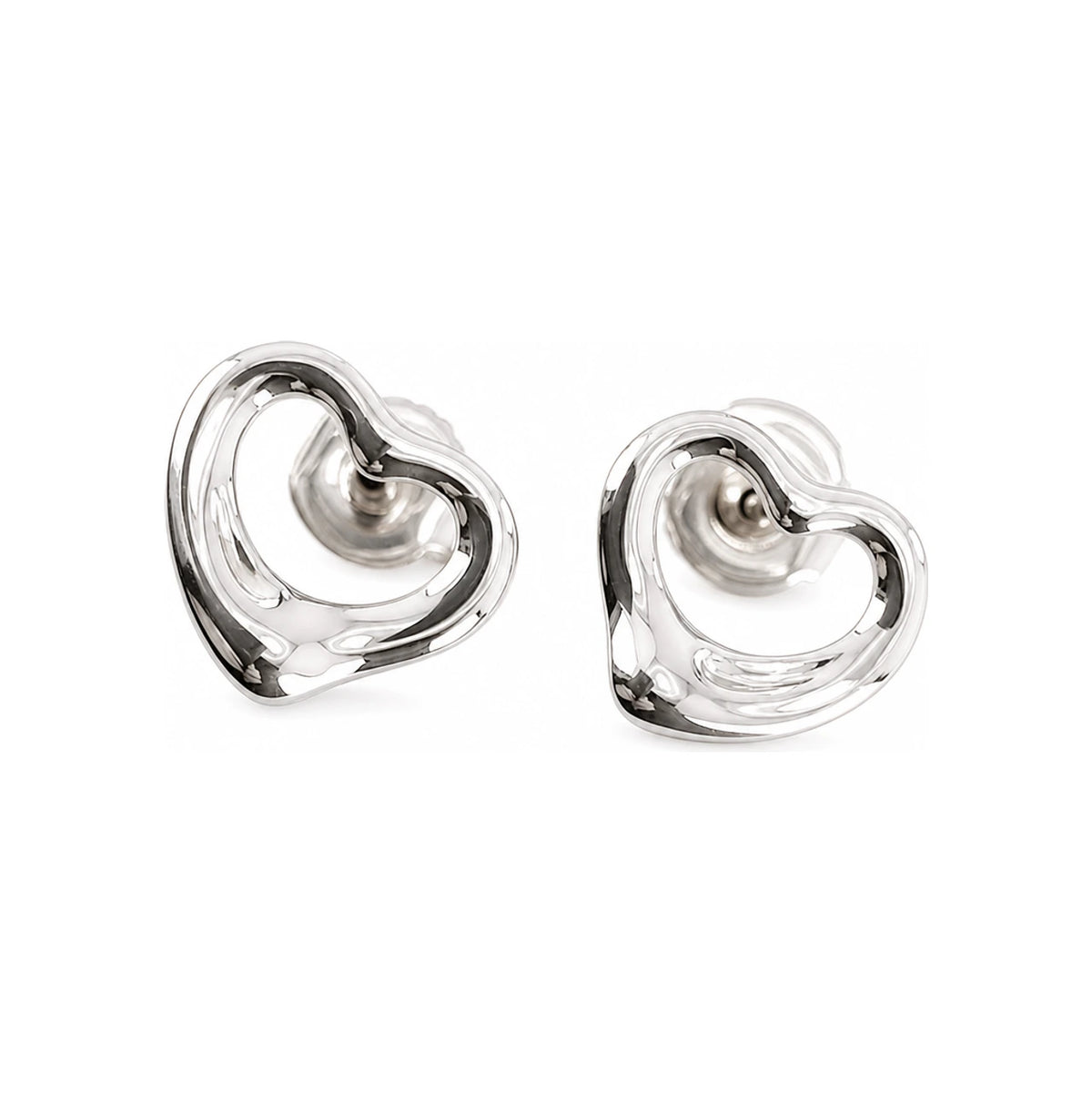Tiffany & Co 925 Sterling Silver Open Heart Earrings 92 5