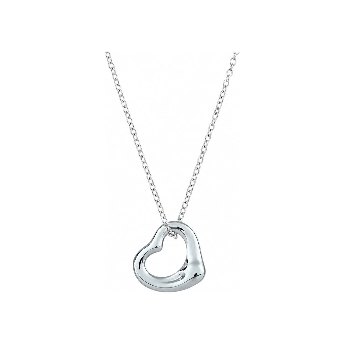 Tiffany & Co 925 Sterling Silver Open Heart Pendant Necklace
