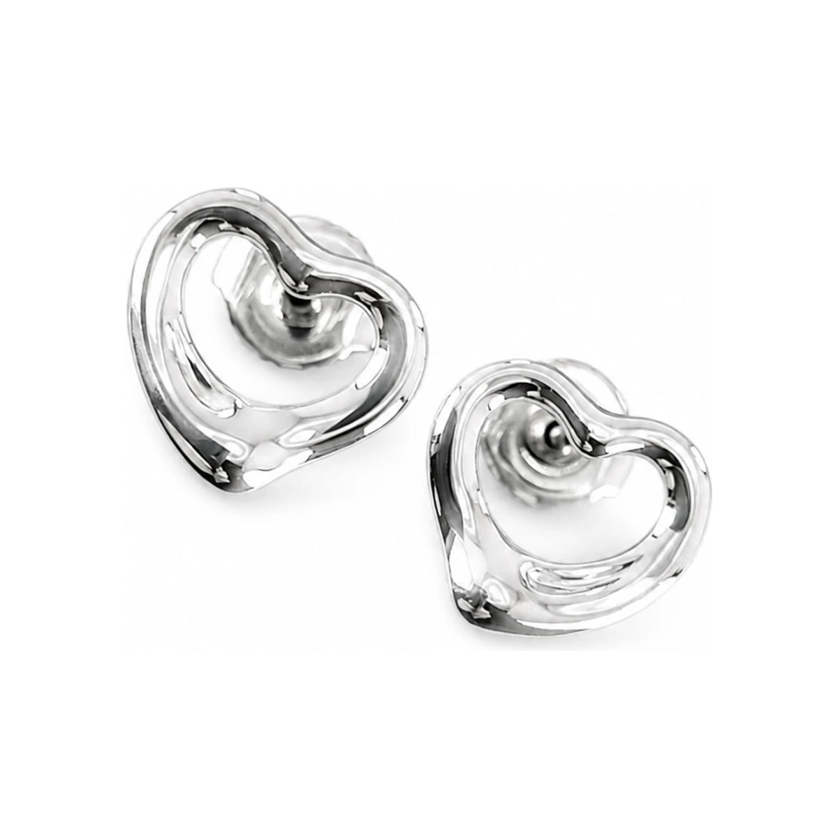 Tiffany & Co 925 Sterling Silver Open Heart Earrings