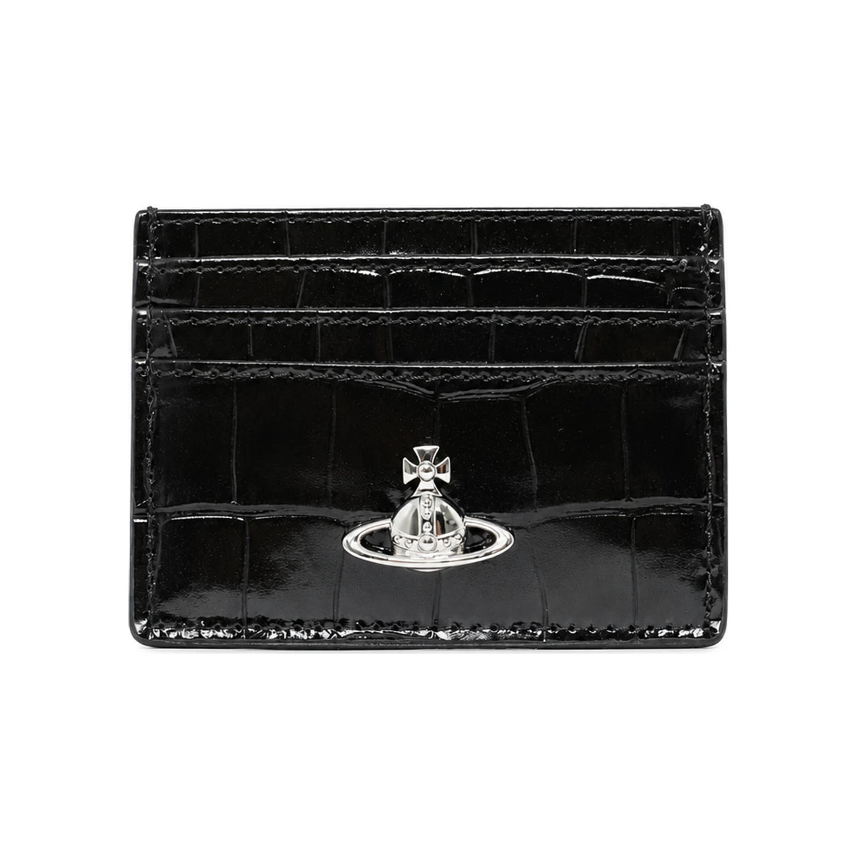 Vivienne Westwood Crocodile Embossed Leather Card Holder Black