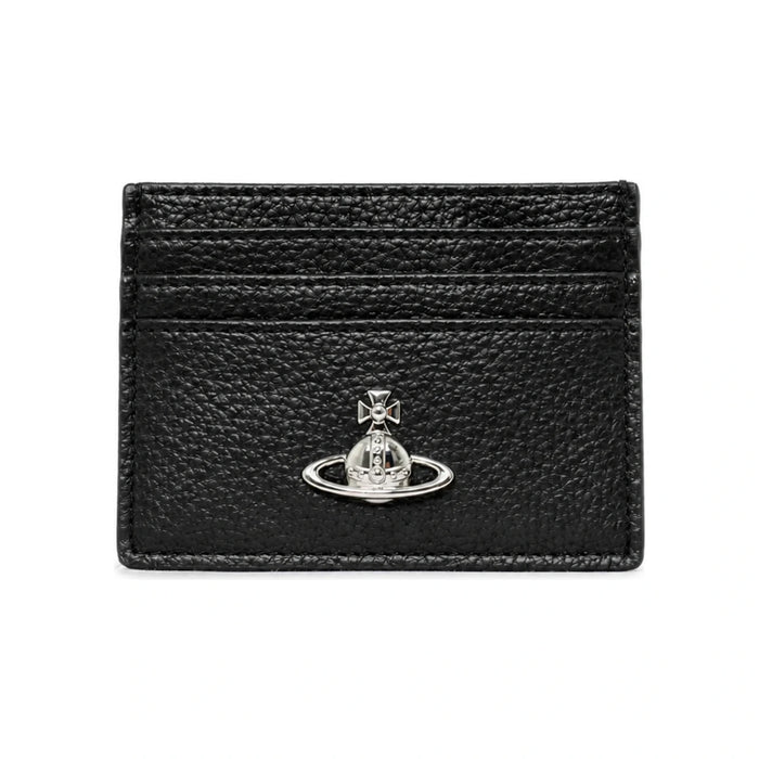 Vivienne Westwood ORB Logo Leather Card Holder Black Women