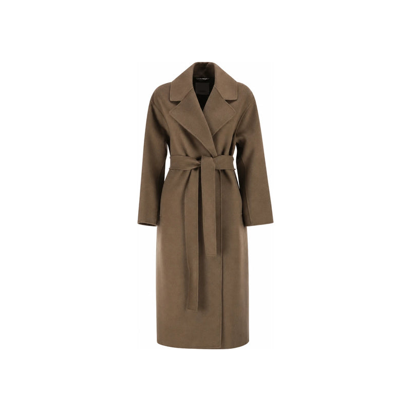 Max Mara Dark Wood Virgin Wool Robe Coat 2619011091 098