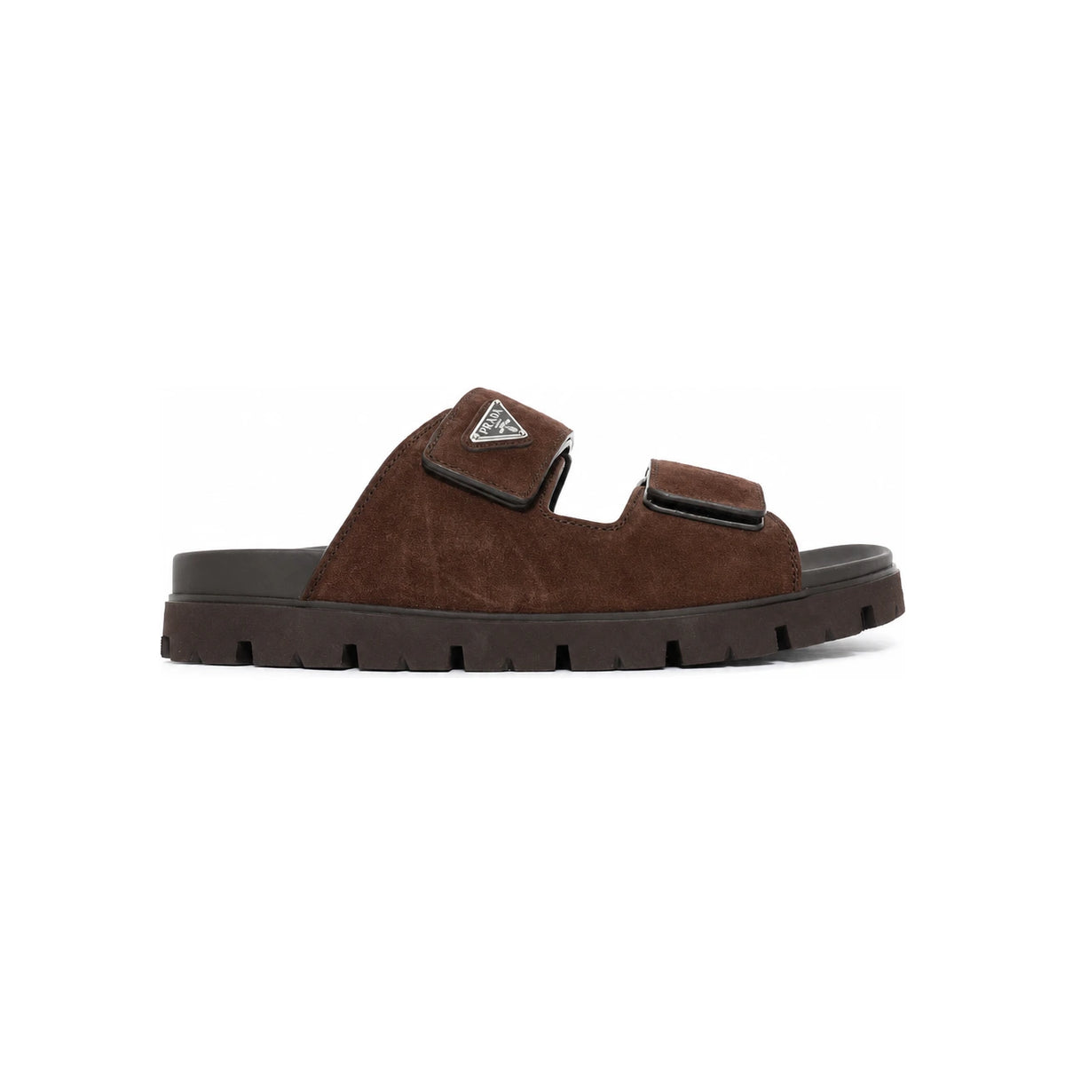 PRADA Suede Band Triangle Logo Men’s Sandals 2X3129 054 F0003