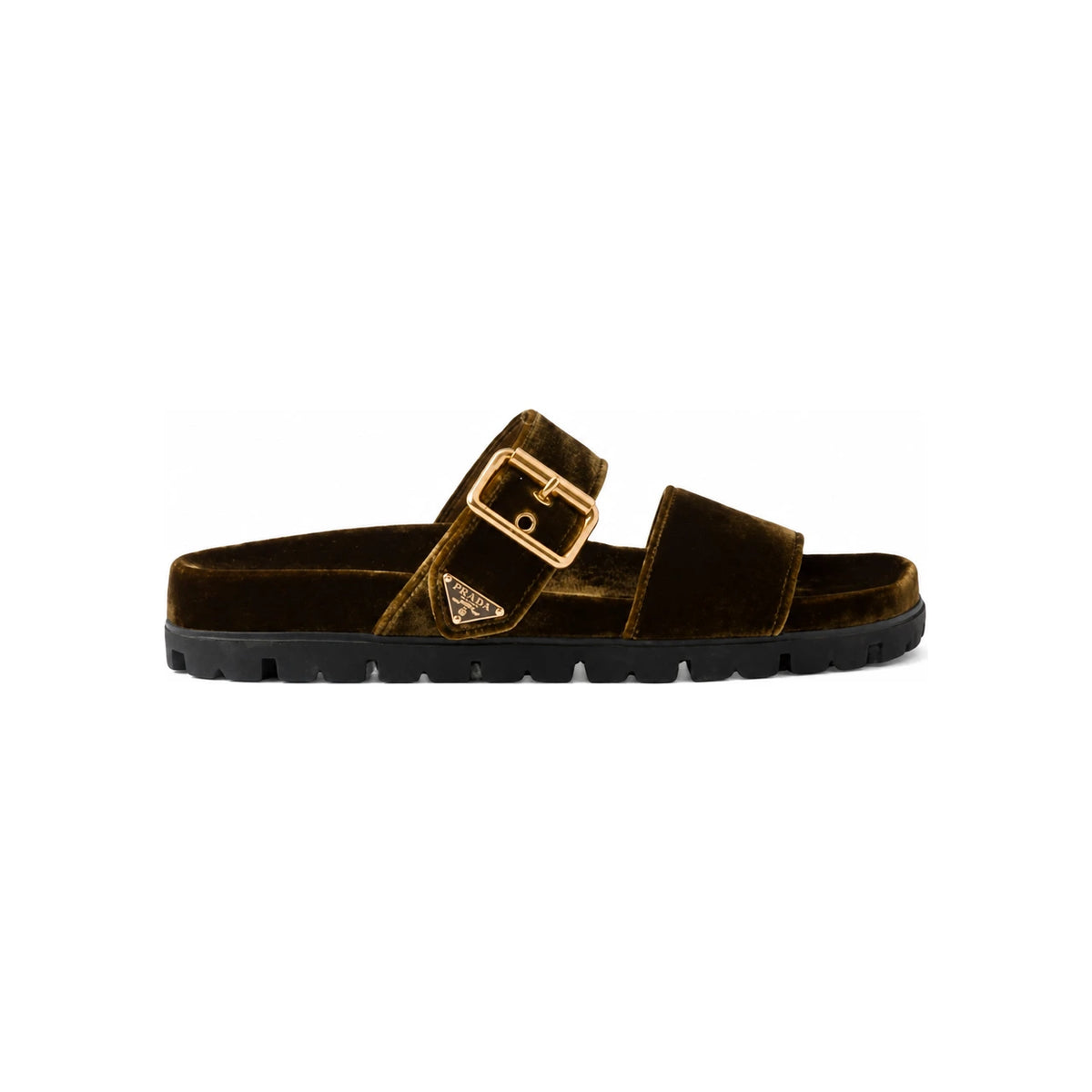 PRADA Velvet Slide Sandals Black