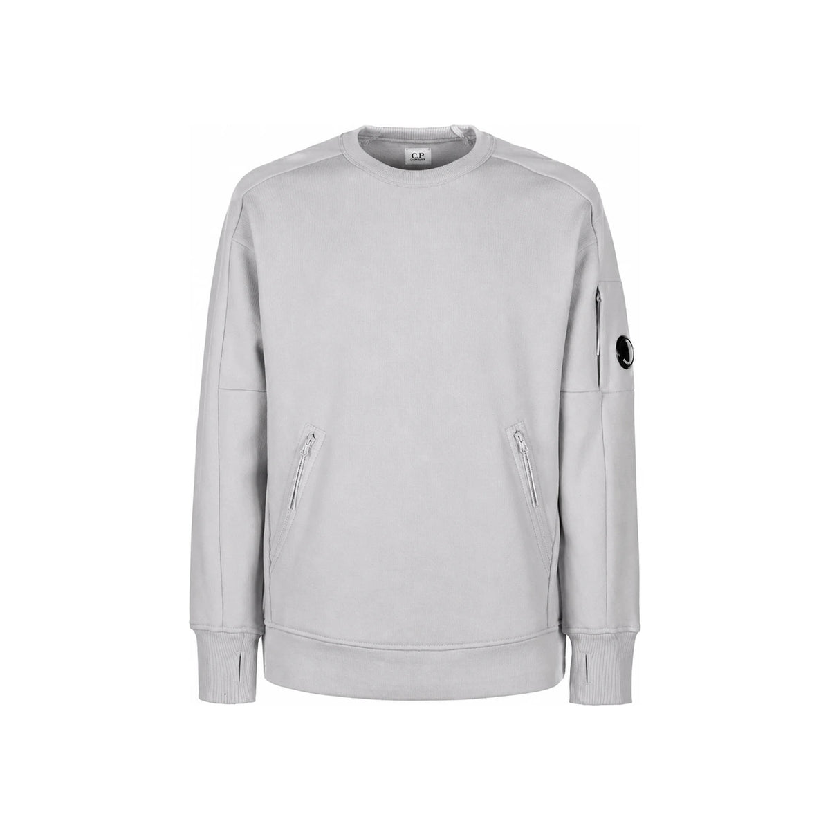 CP Company Men's Lens Badge Gray Crewneck Sweatshirt 12CMSS080A0050086W