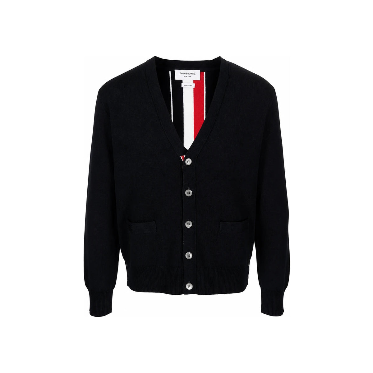 THOM BROWNE Men's Milano Stitch Back 3-Stripe Cardigan MKC324A