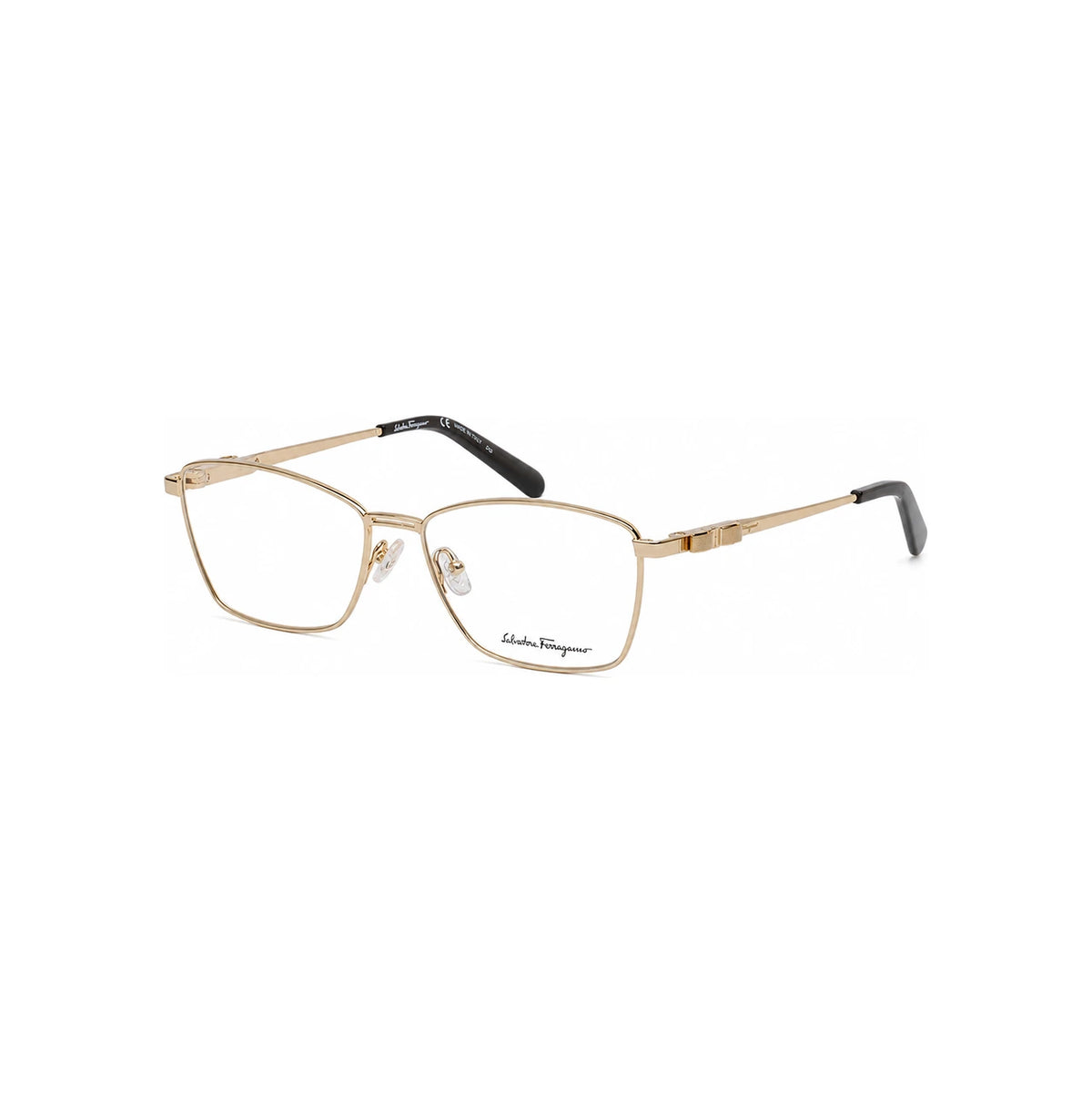 Ferragamo Gold Metal Square Eyeglass Frame Unisex SF2198 717