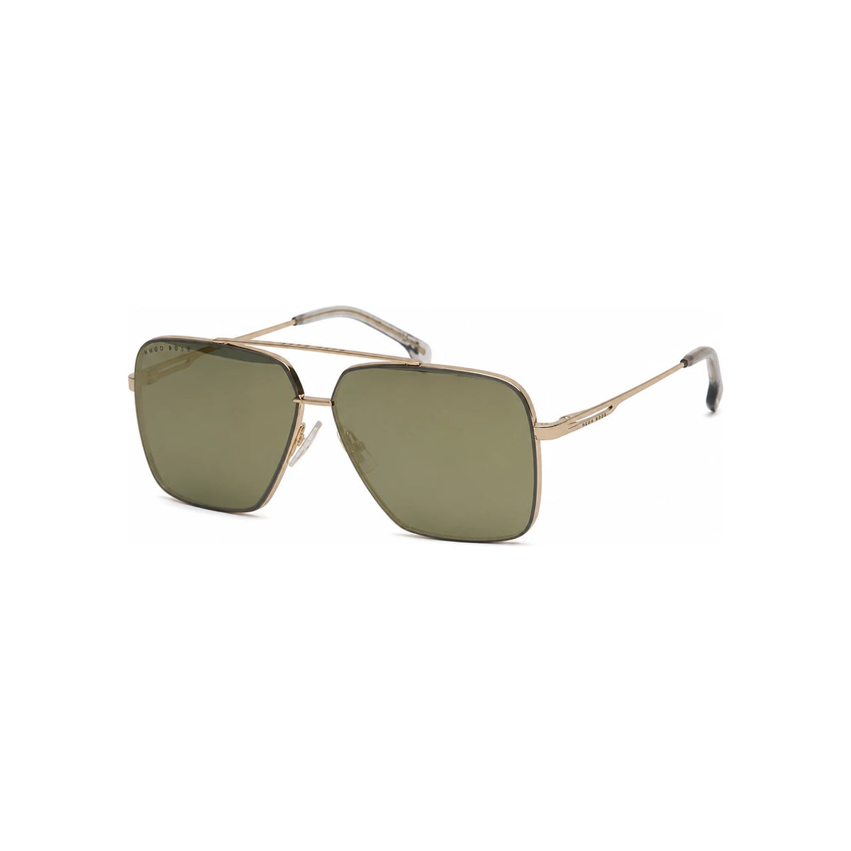 HUGO BOSS Gold Double Bridge Metal Pilot Sunglasses Mirror Lens BOSS1325S J5GUE