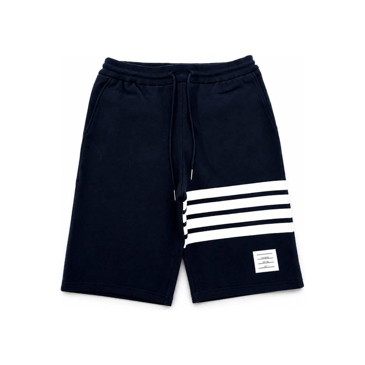 THOM BROWNE Striped Armband Fleece Sweat Shorts Navy Men’s