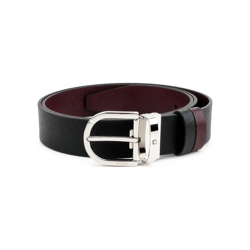 Montblanc Men's Black/Burgundy Reversible Saffiano Leather Belt 35mm