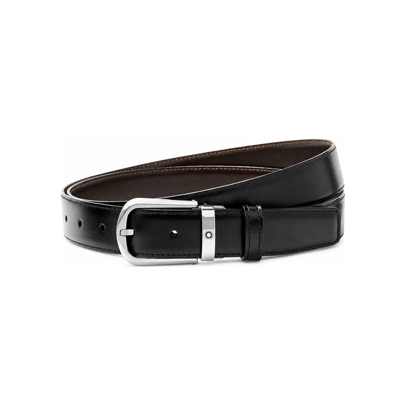 Montblanc Curved Horseshoe Shiny Steel Pin Buckle Belt