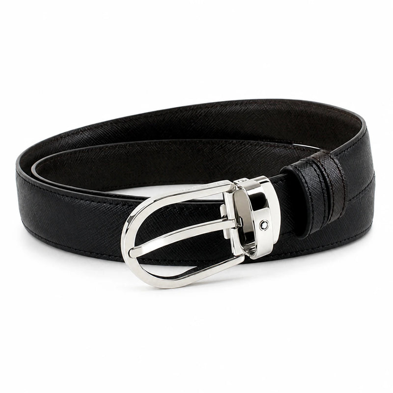 Montblanc Classic Saffiano Leather Steel Pin Buckle Belt