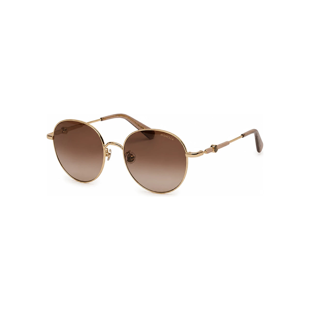 Moncler Retro Round Metal Sunglasses Gold Brown Gradient Lens