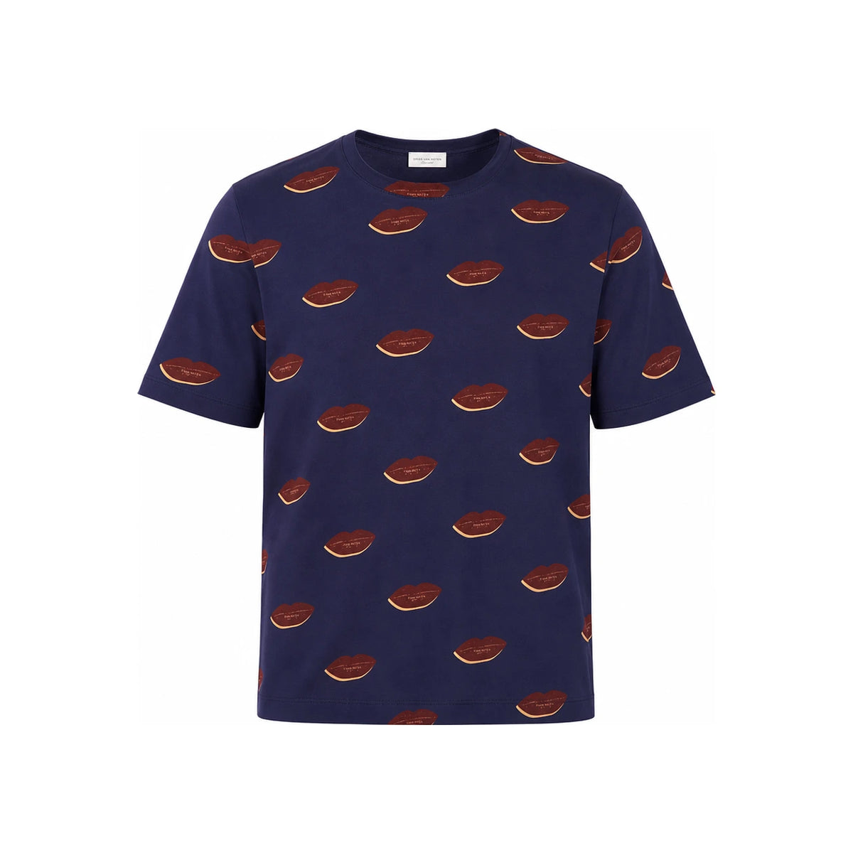 Dries Van Noten Adonis Lip Print T-Shirt Men's Black Cotton