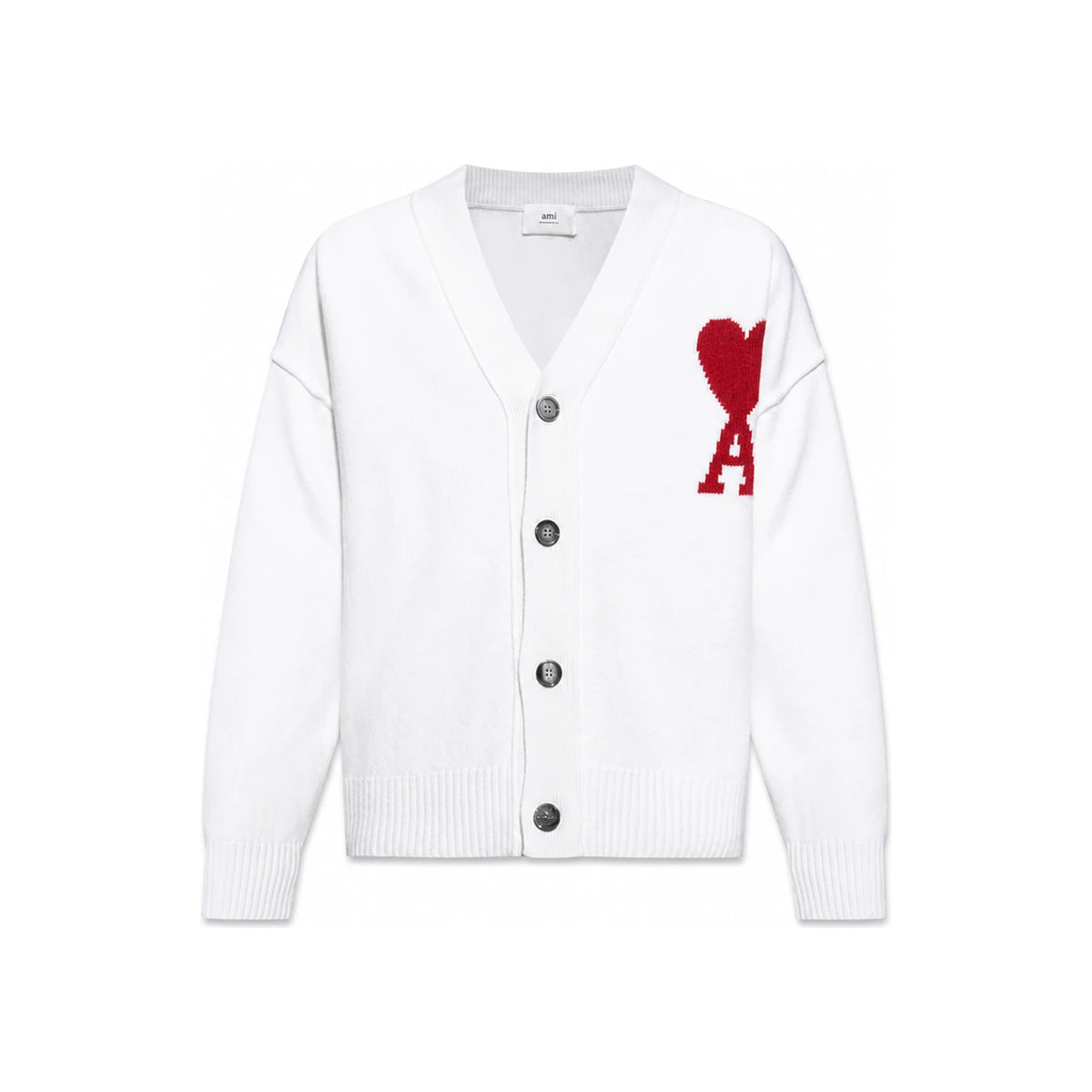 AMI Unisex Heart Intarsia Virgin Wool Oversized Cardigan