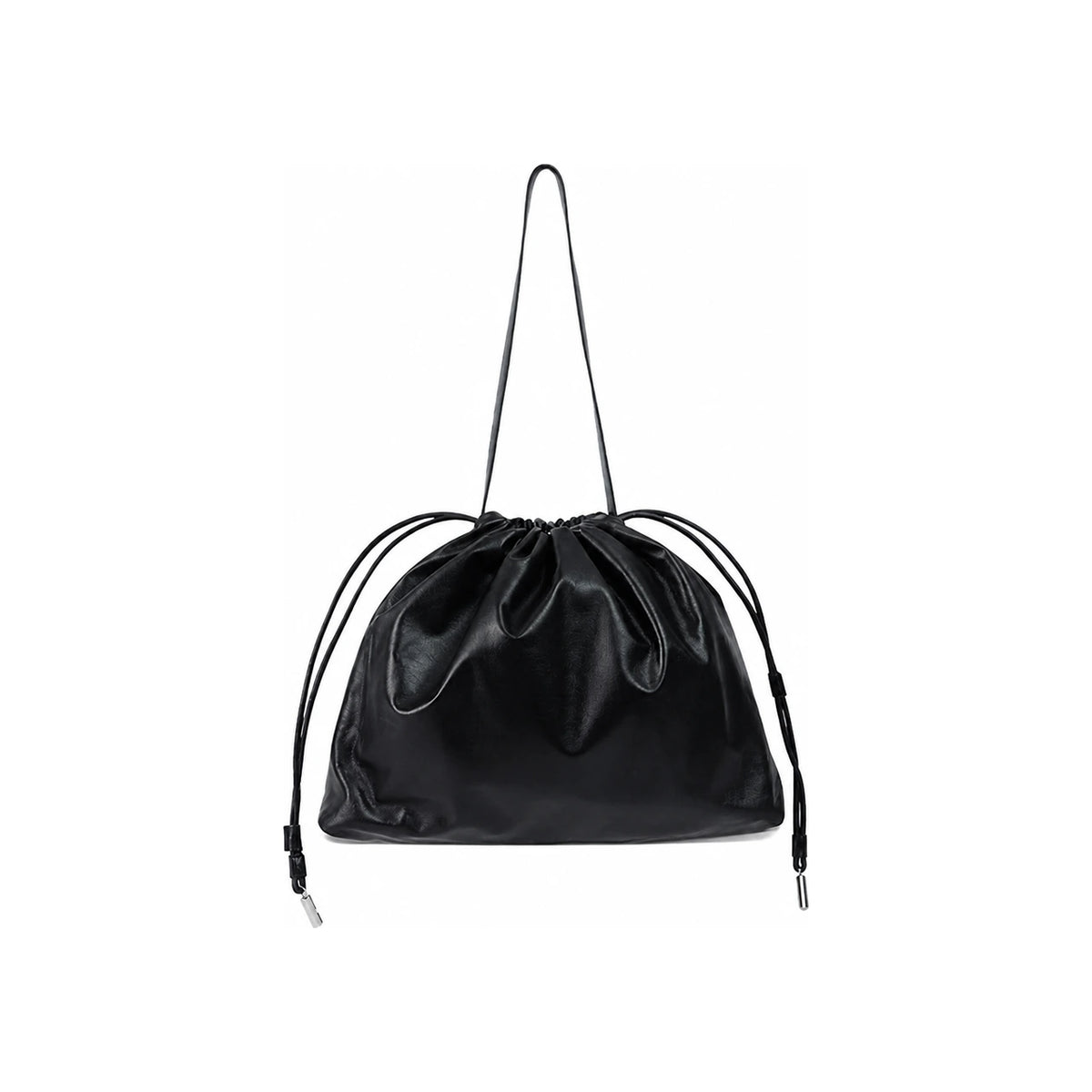 The Row Angie Hobo Leather Shoulder Bag Black W1666L100 BLACK PLD