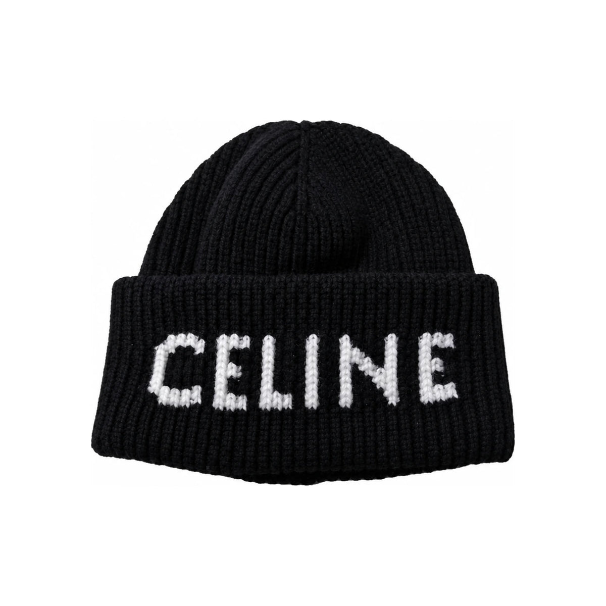 CELINE Wool Cashmere Beanie Black White AA0H92I93 38AO