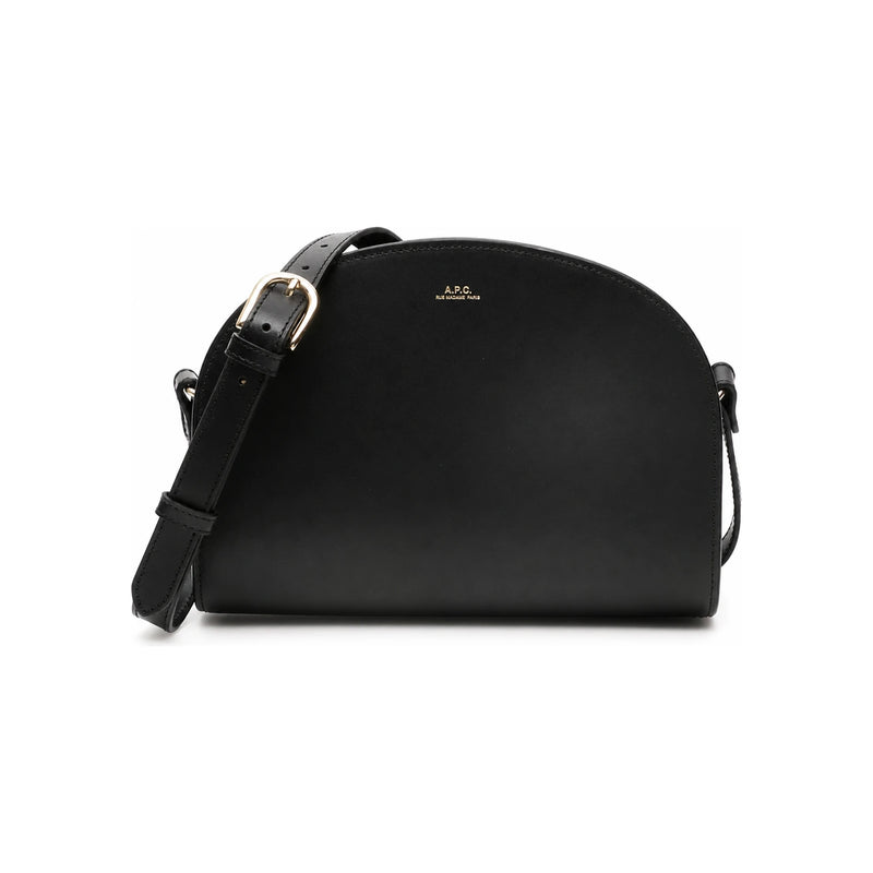 A.P.C. Half Moon Leather Crossbody Shoulder Bag Black