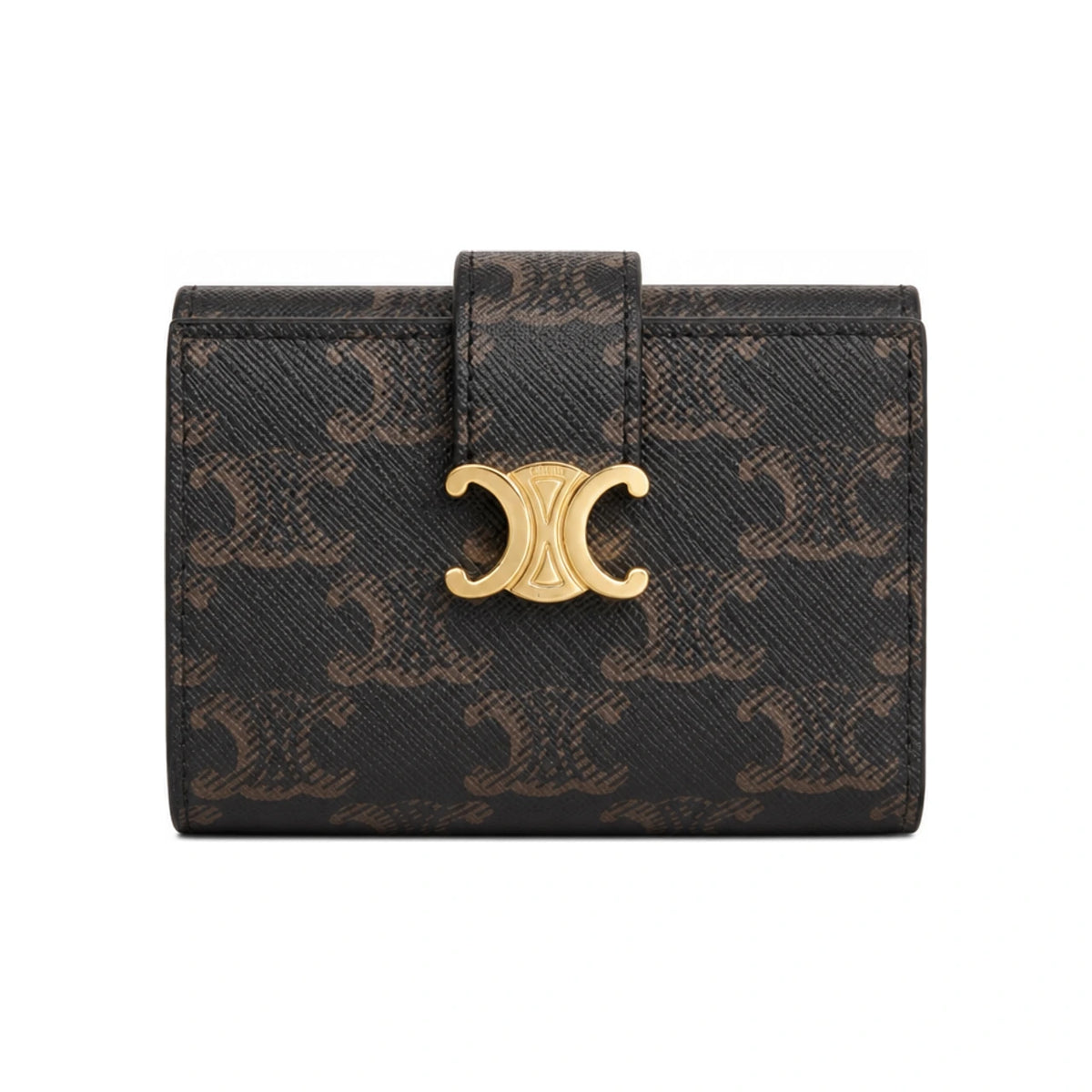 CELINE Nino Fine Strap Wallet Triomphe Canvas Tan Card Holder