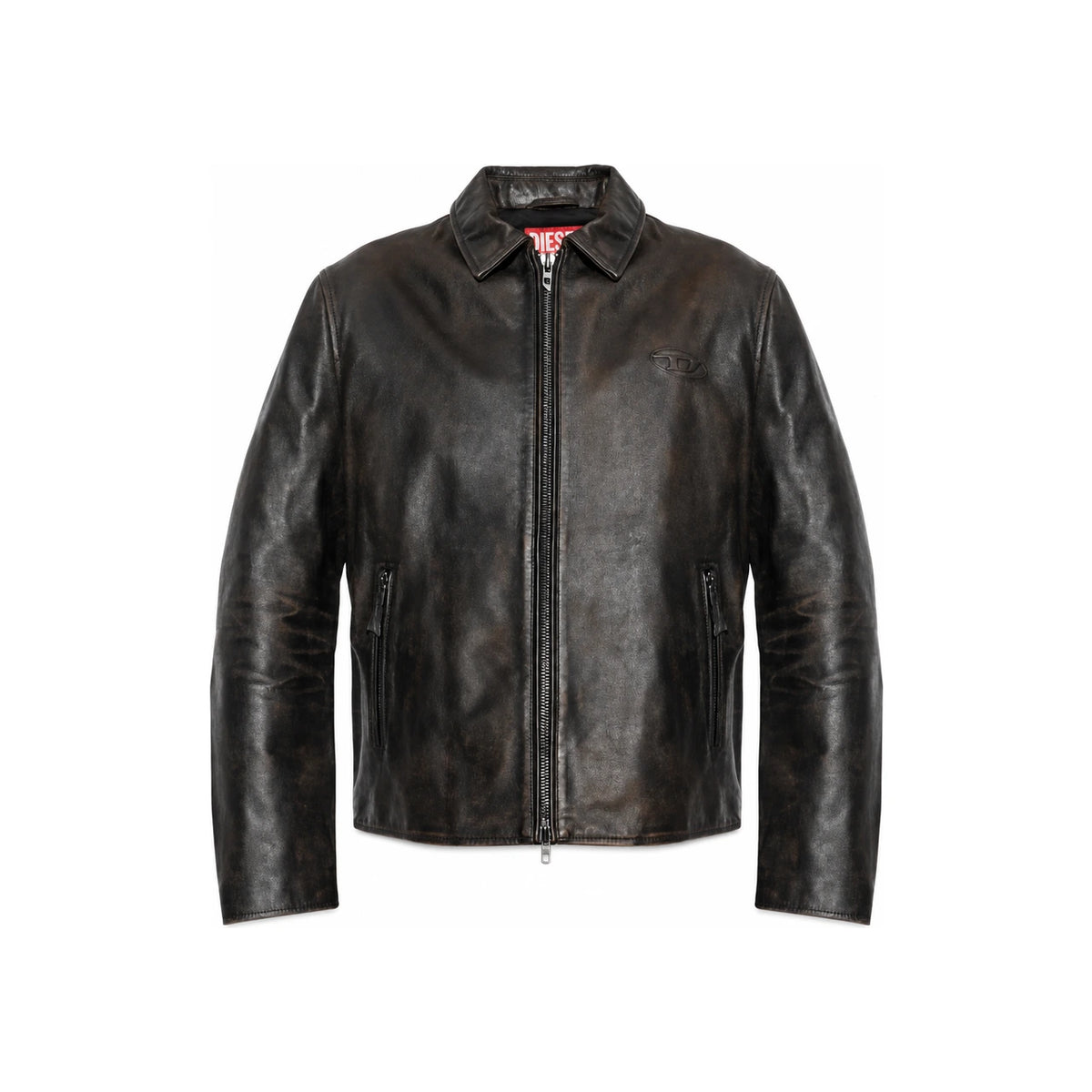 DIESEL Brown Leather Jacket for Men