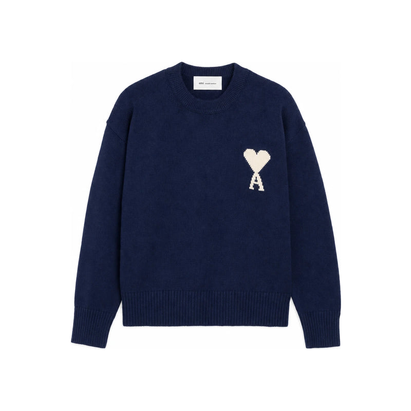 AMI Wool Cotton Crewneck Ami de Coeur Sweater