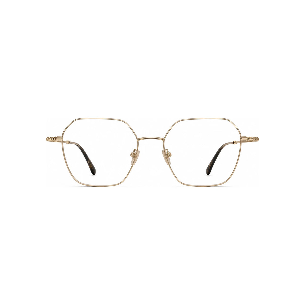 BURBERRY Gold Metal Polygon Eyeglass Frames Unisex BE1381 1109