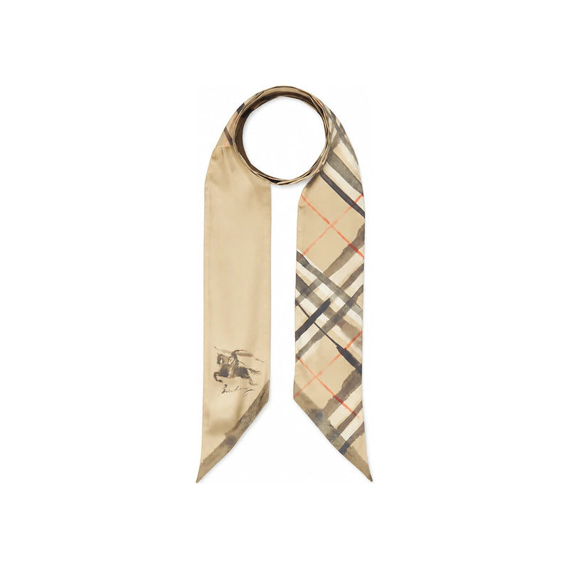 BURBERRY Watercolor Check Skinny Silk Scarf 8119960