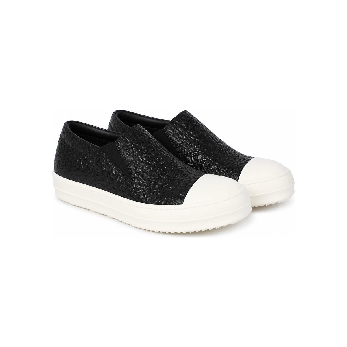 Rick Owens Black Leather Slip-On Low Top Sneakers
