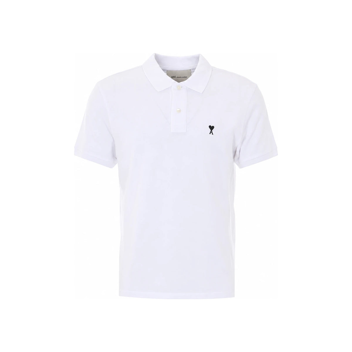 AMI Small Heart Logo Unisex Short Sleeve Polo Shirt White