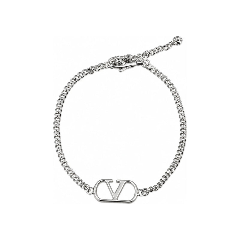 VALENTINO Garavani V-Logo Leather Men's Bracelet 8Y2J0AG4 MET 172