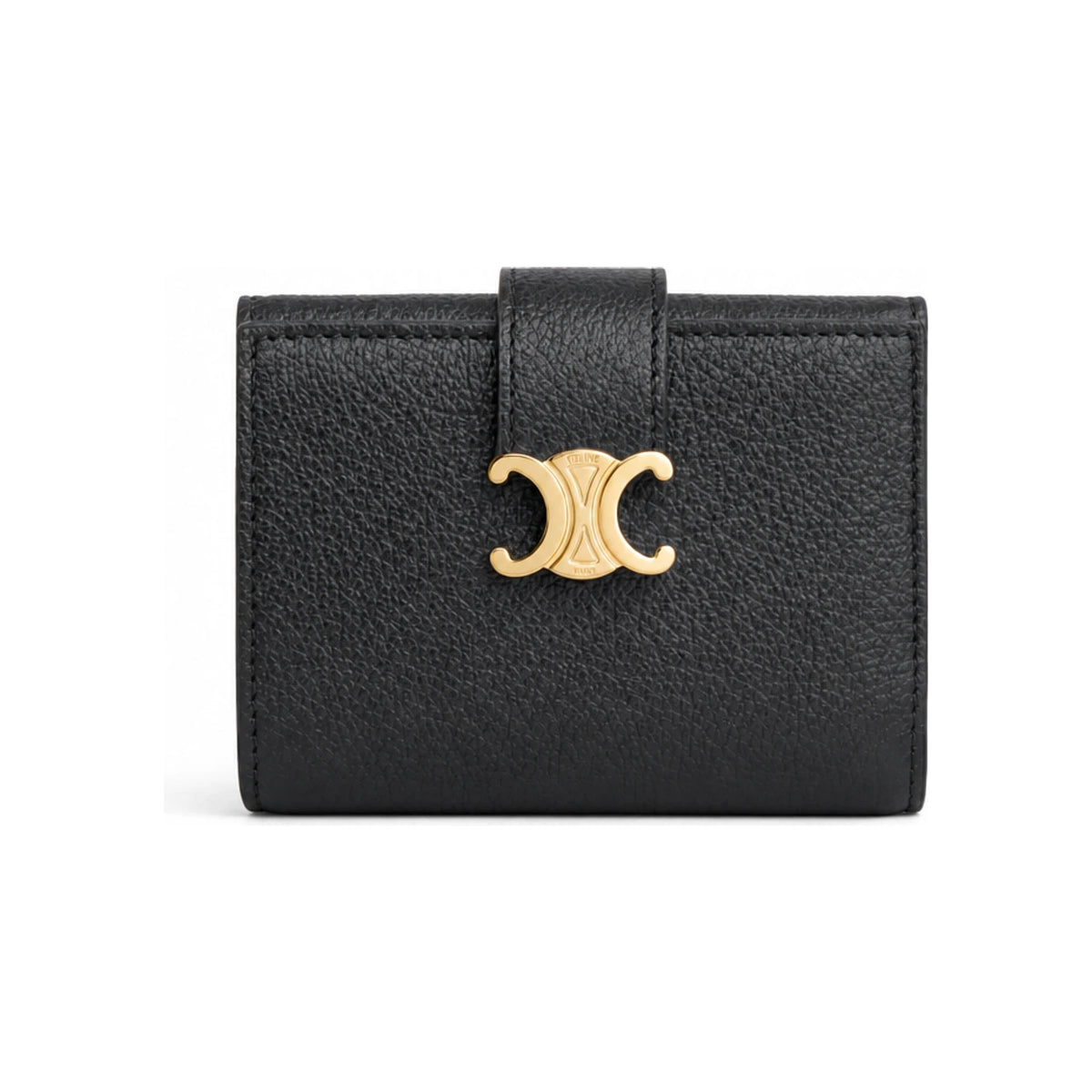 CELINE Nino Fine Strap Wallet Supple Grained Calfskin Black Card Holder