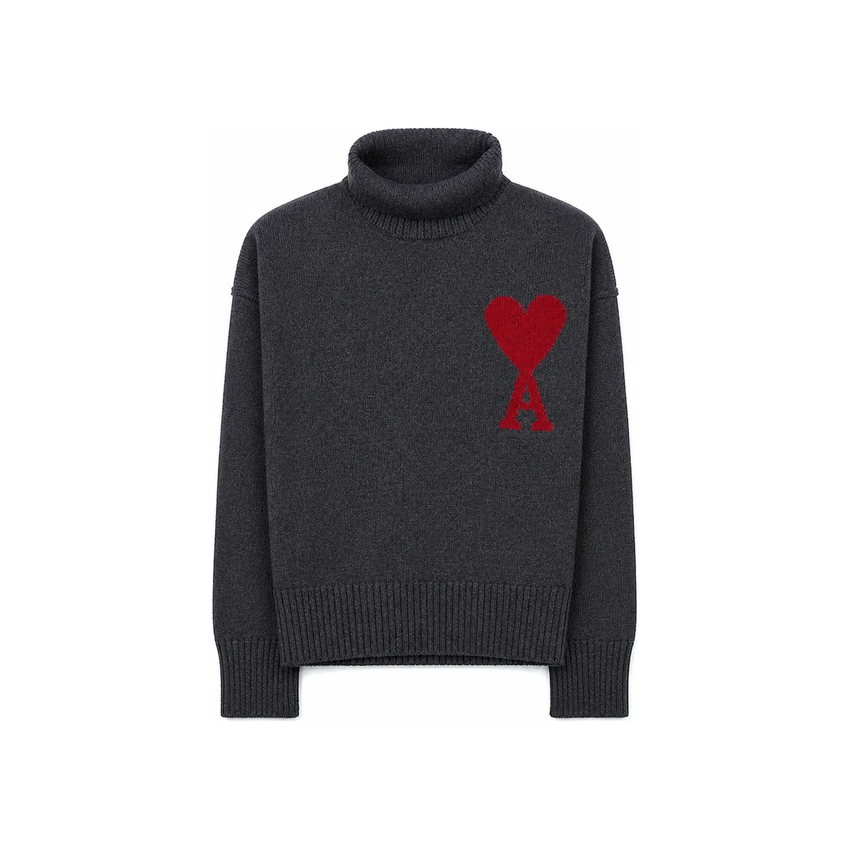AMI Unisex Big Heart Logo Turtleneck Knit Sweater BFUKS406 018 084