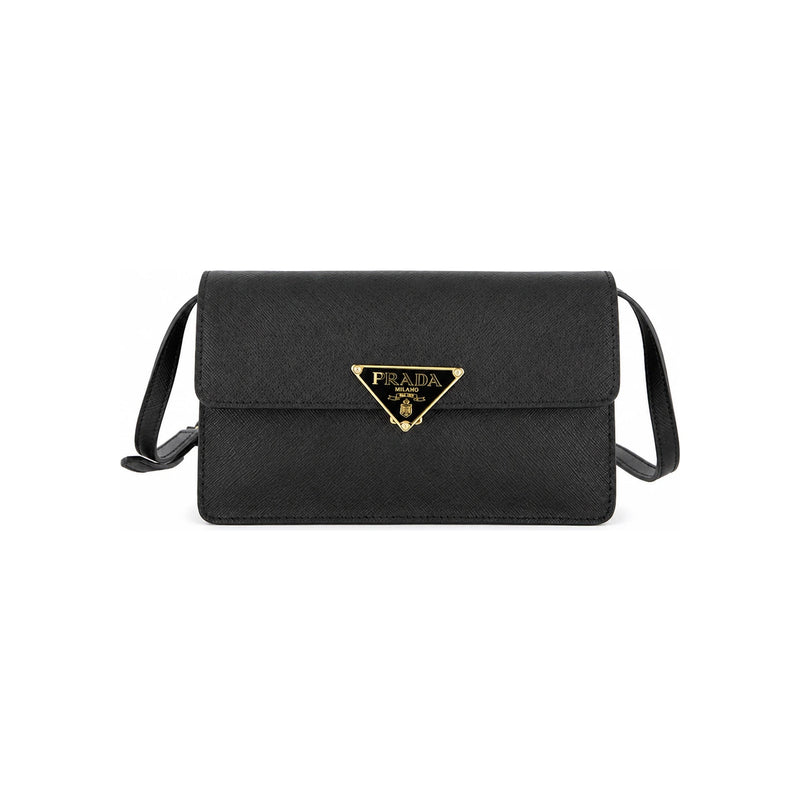 PRADA Saffiano Leather Mini Crossbody Bag Black